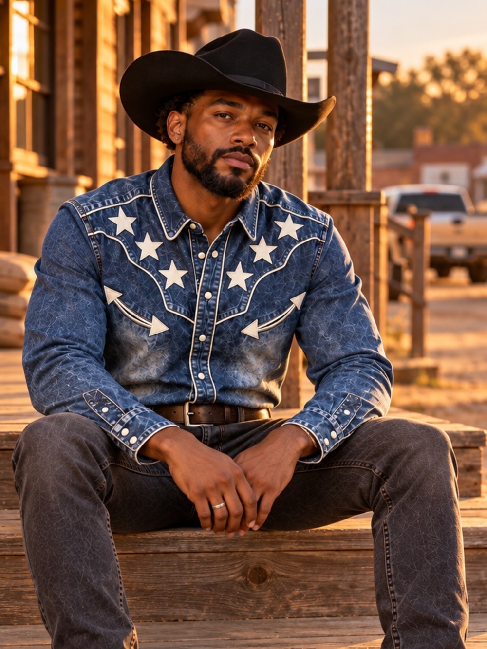 Western Star Acid Wash Denim Pearl Snap Shirt Jacket NWT